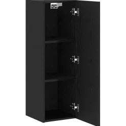 vidaXL Wand TV Kast 30,5 x 30 x 90 cm Zwart Eiken Bewerkt hout