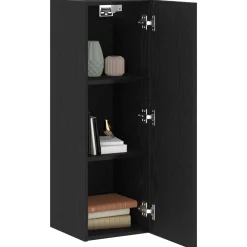 vidaXL Wand TV Kast 30,5 x 30 x 90 cm Zwart Eiken Bewerkt hout