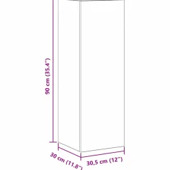 vidaXL Wand TV Kast 30,5 x 30 x 90 cm Zwart Eiken Bewerkt hout