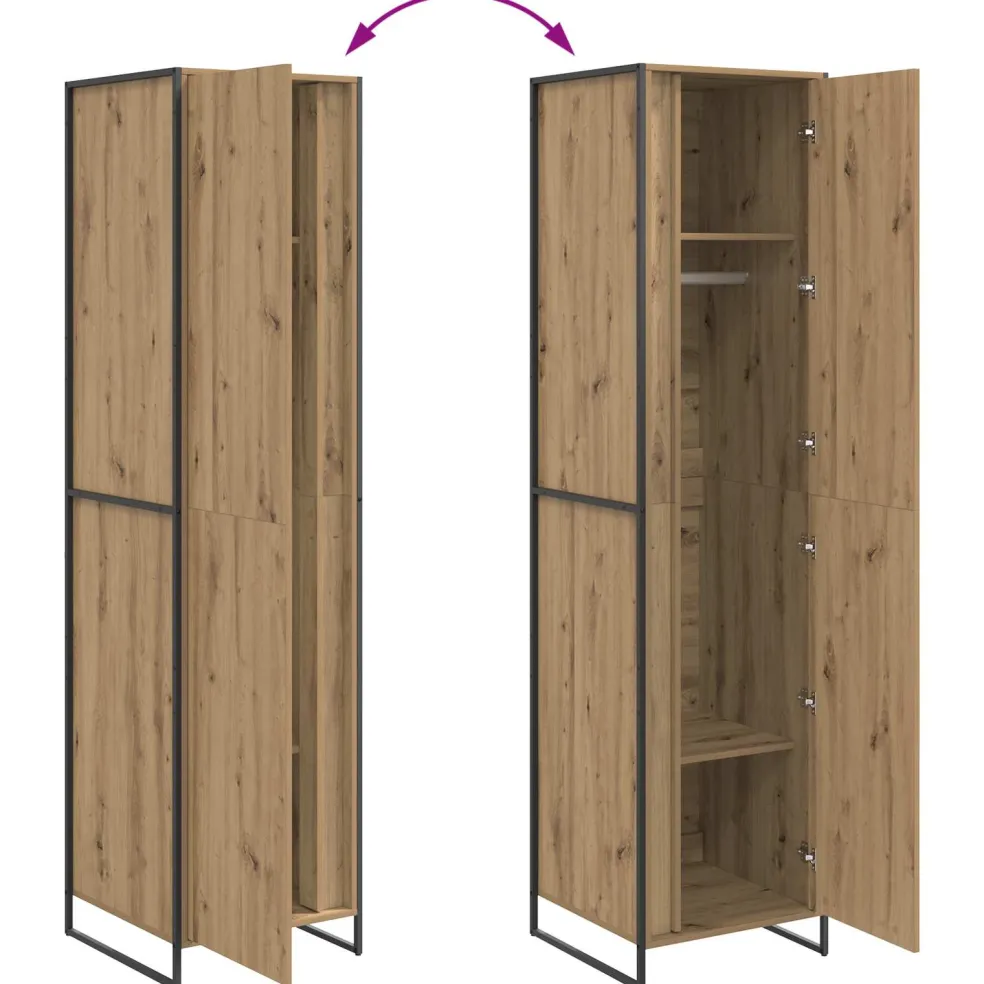 vidaXL Warderobe Ambachtelijk eiken 50 x 50 x 200 cm Bewerkt hout