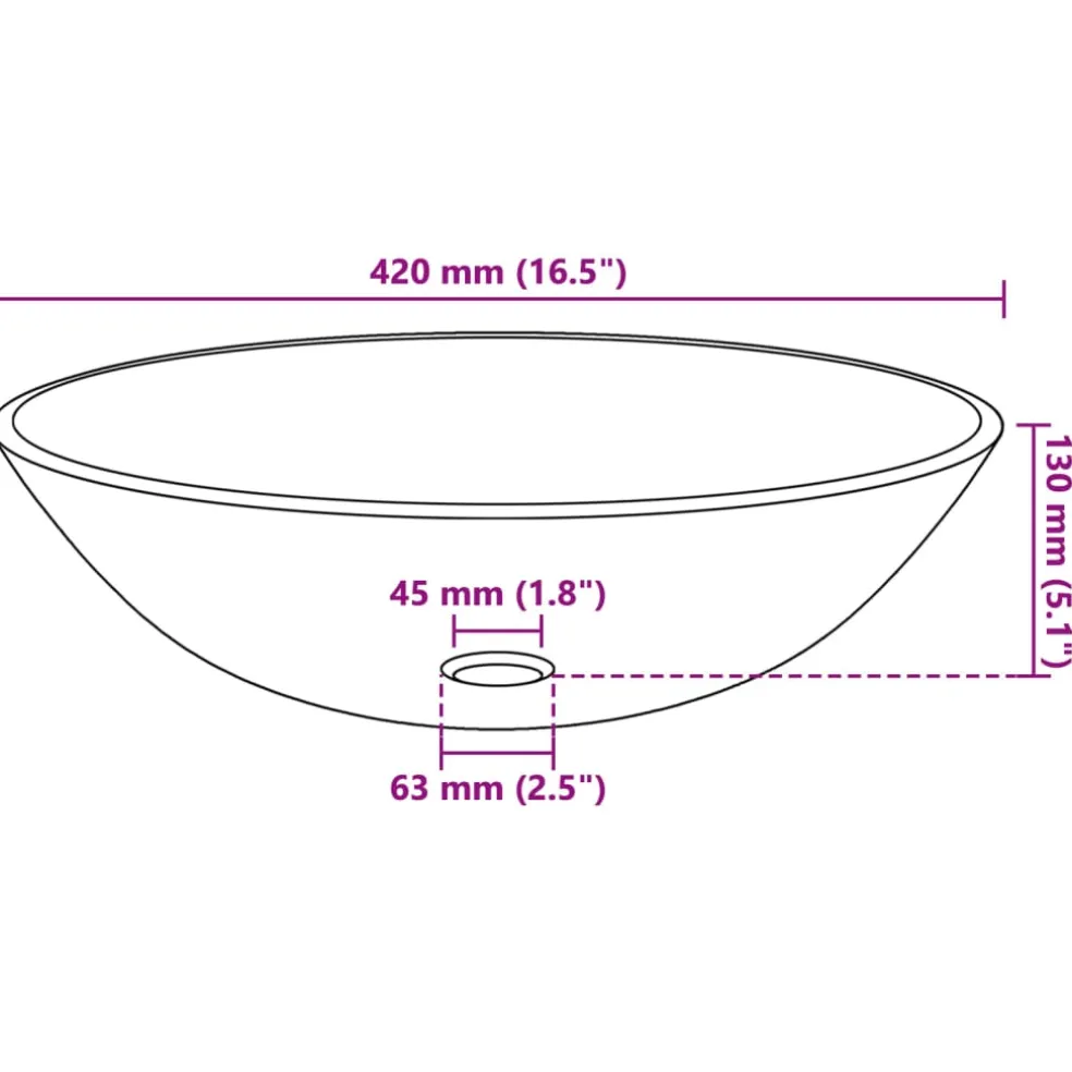 vidaXL Wasbak gehard glas 42 cm matglas