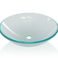 vidaXL Wasbak gehard glas 42 cm matglas