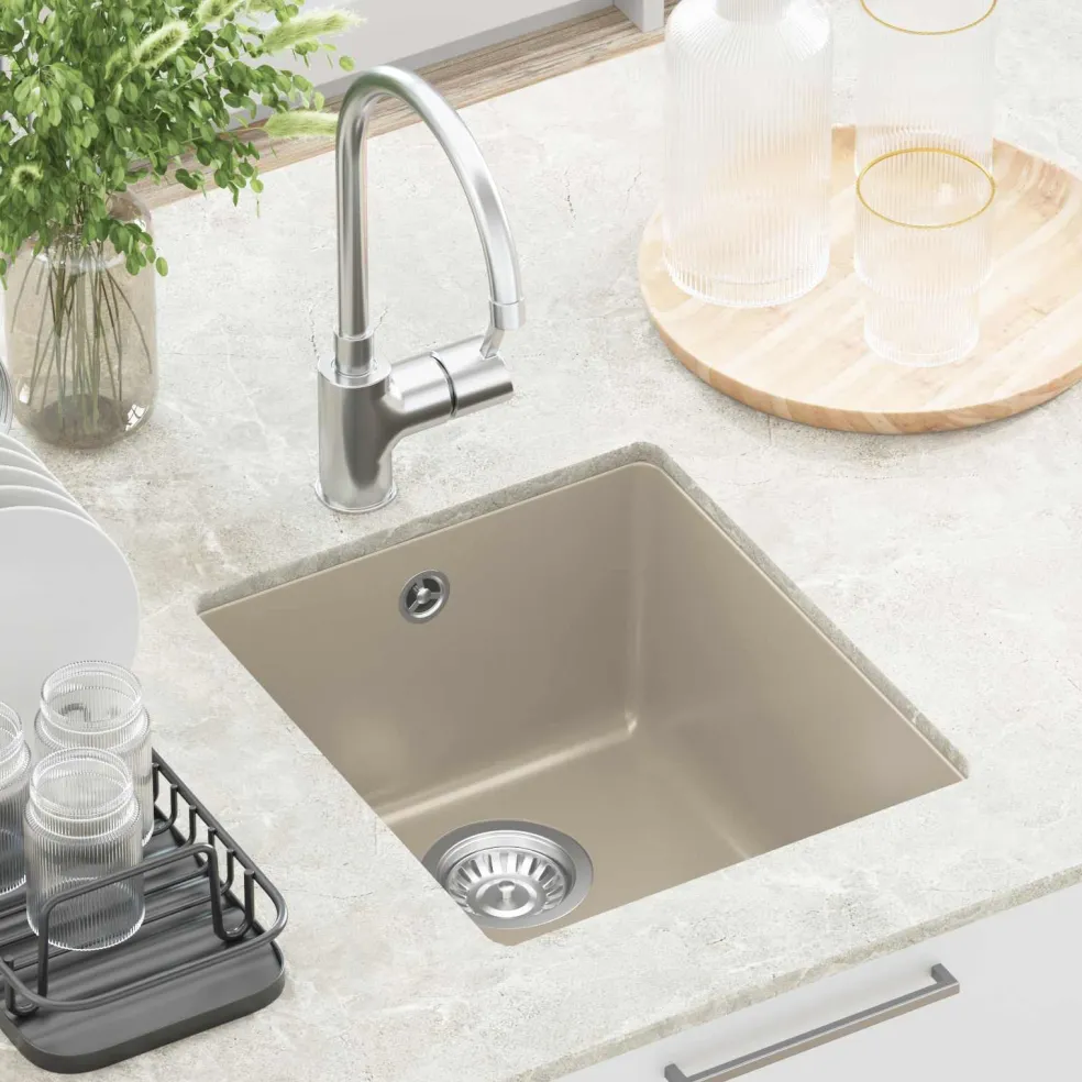 vidaXL Wasbak 80% Kwarts en 20% Hars 370 x 460 mm Beige