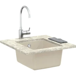 vidaXL Wasbak 80% Kwarts en 20% Hars 370 x 460 mm Beige