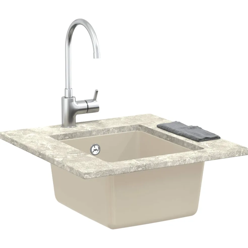 vidaXL Wasbak 80% Kwarts en 20% Hars 370 x 460 mm Beige
