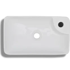 vidaXL Wasbak met kraangat, keramiek, wit