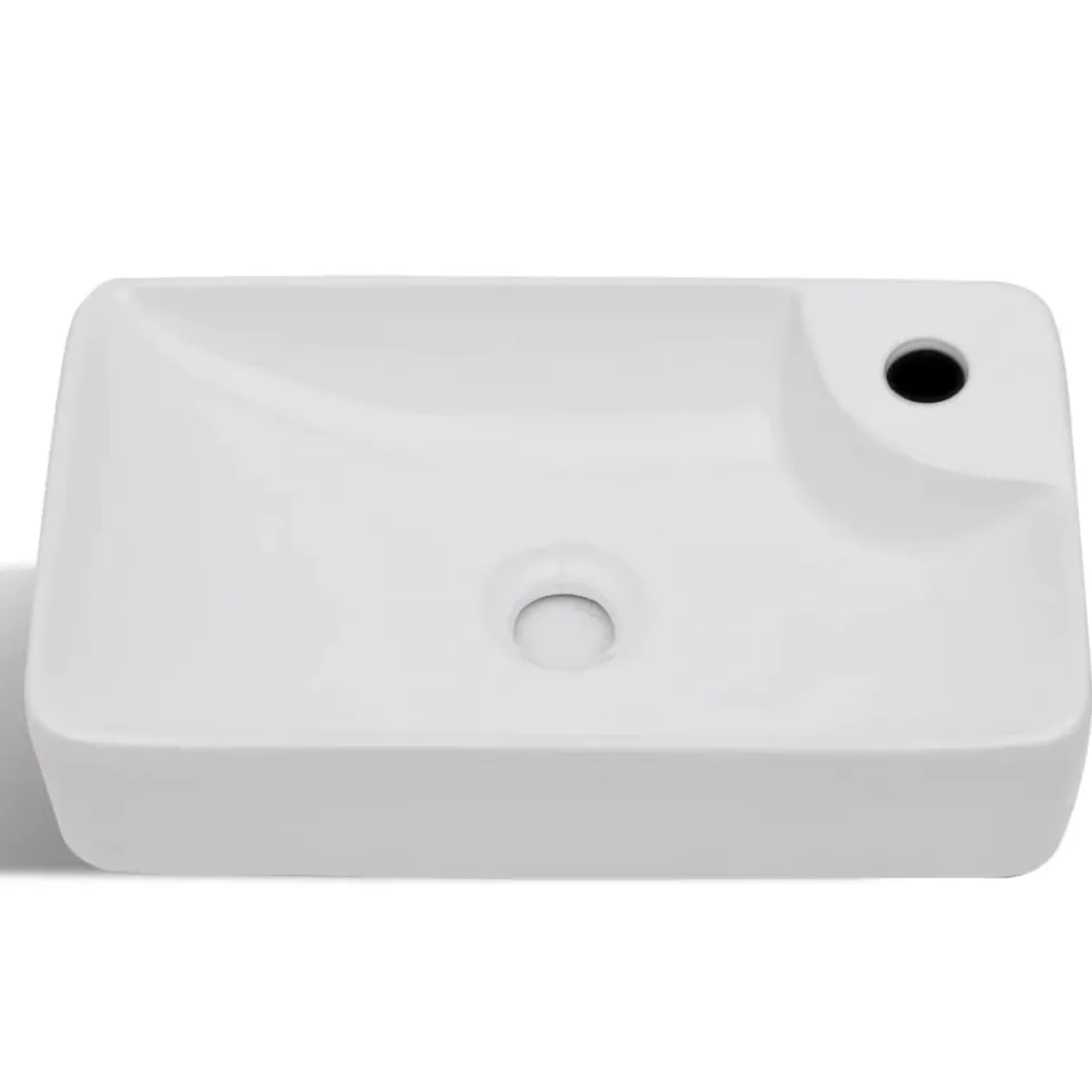 vidaXL Wasbak met kraangat, keramiek, wit
