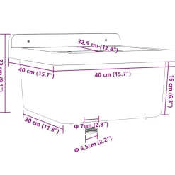 vidaXL Wasbak wandgemonteerd 40x40x24 cm hars grijs