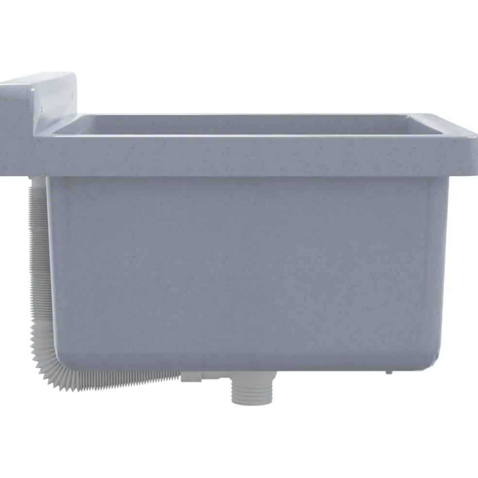 vidaXL Wasbak wandgemonteerd 40x40x24 cm hars grijs