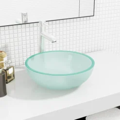 vidaXL Wasbak 35x12 cm gehard glas mat