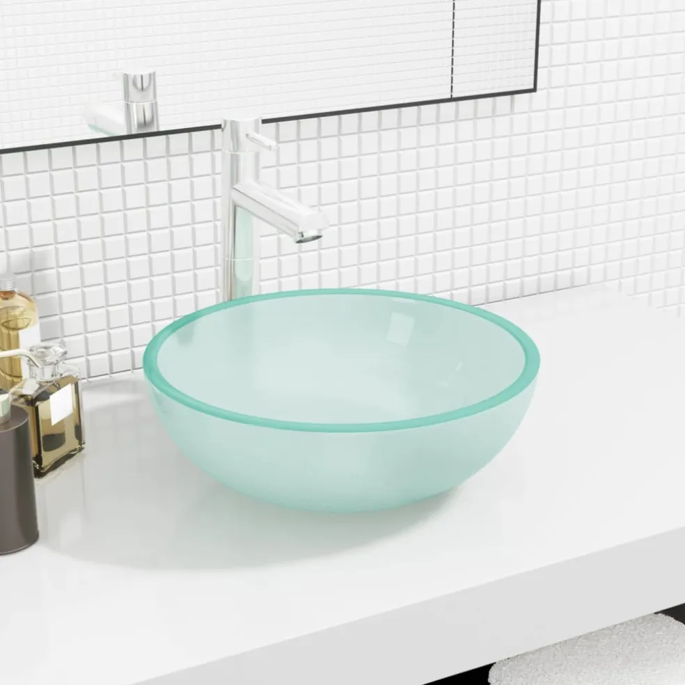 vidaXL Wasbak 35x12 cm gehard glas mat