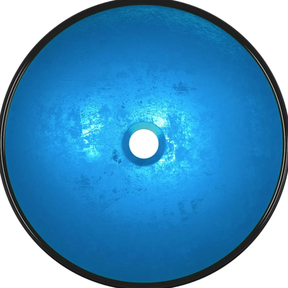vidaXL Wasbak 42x14 cm gehard glas blauw