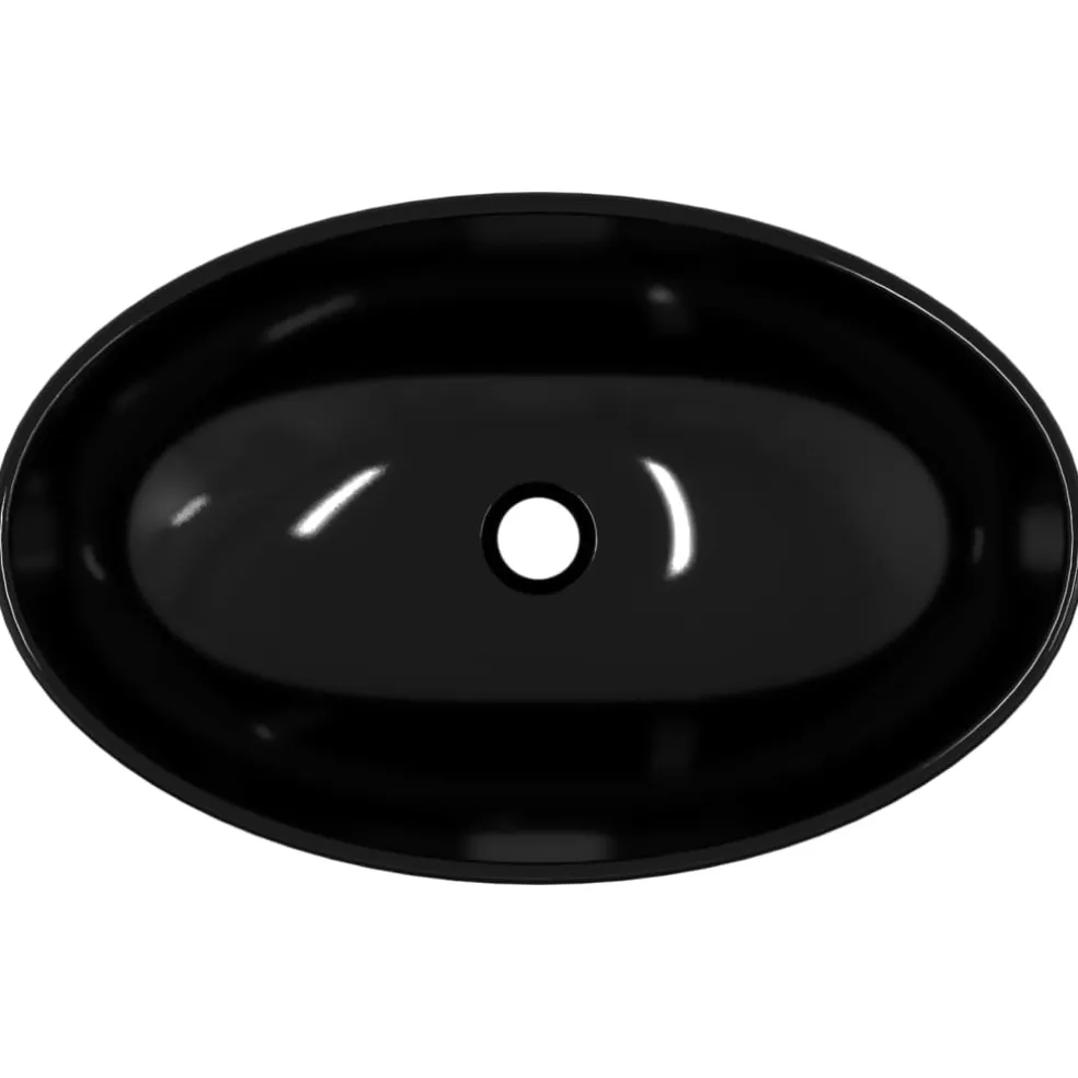vidaXL Wasbak 54,5x35x15,5 cm gehard glas zwart