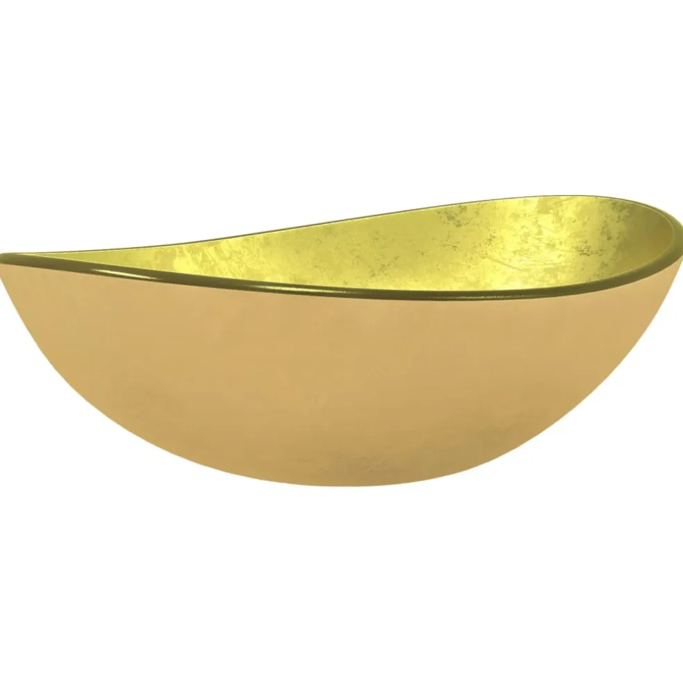 vidaXL Wasbak 54,5x35x15,5 cm gehard glas goudkleurig