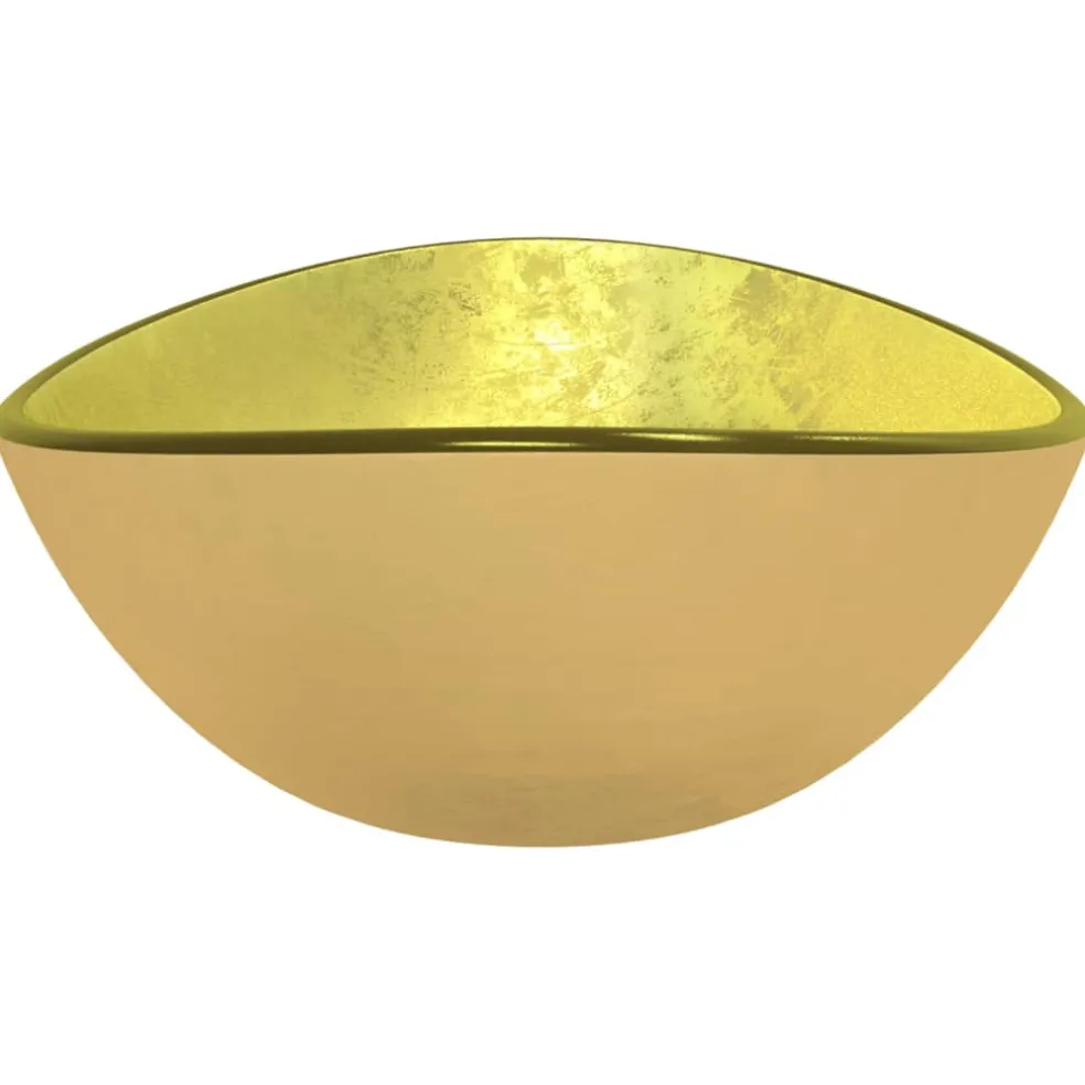 vidaXL Wasbak 54,5x35x15,5 cm gehard glas goudkleurig