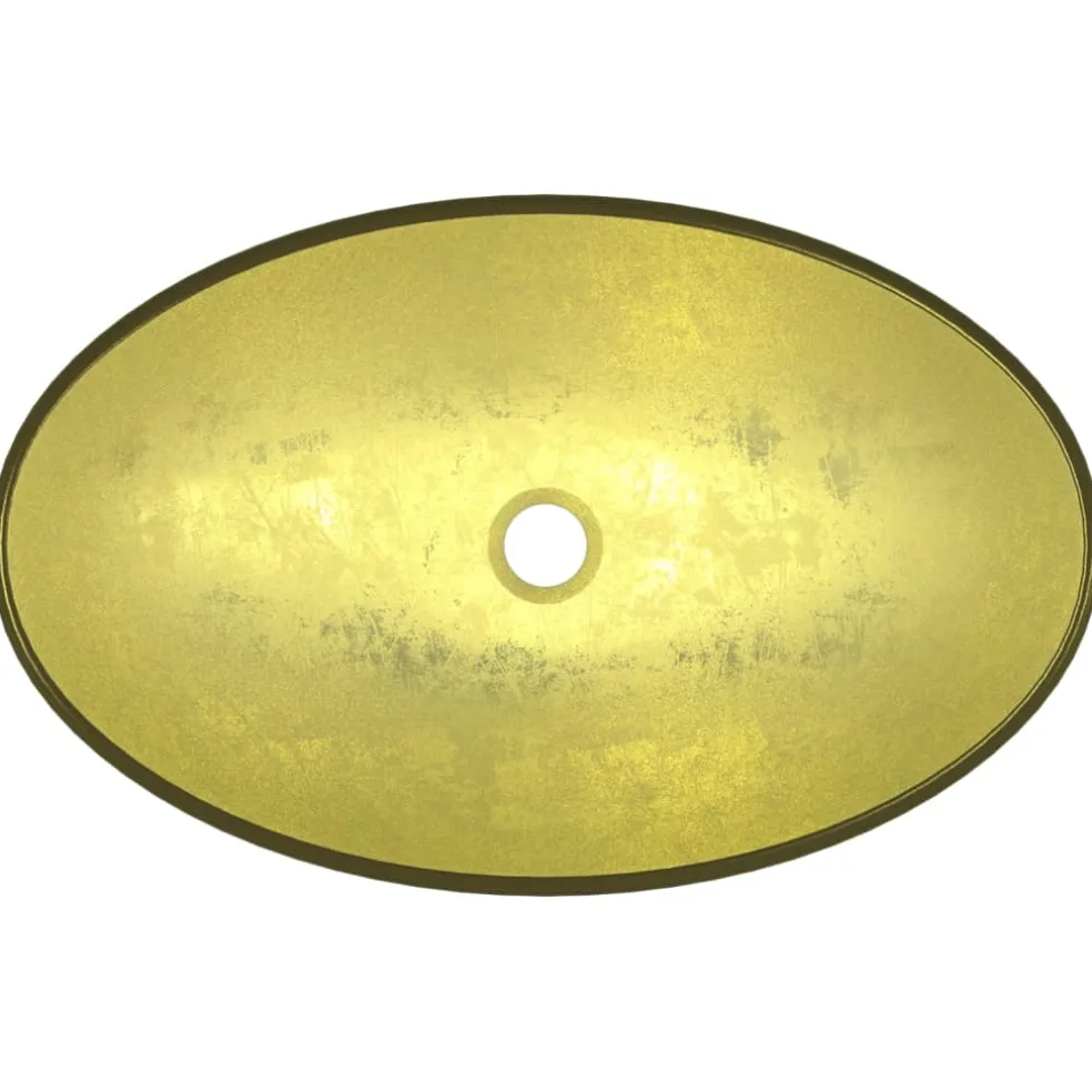 vidaXL Wasbak 54,5x35x15,5 cm gehard glas goudkleurig