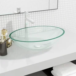 vidaXL Wasbak 50x37x14 cm glas transparant