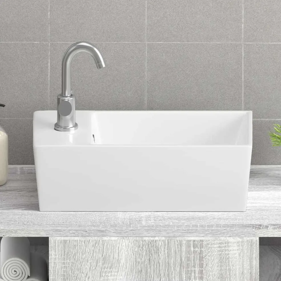 vidaXL Wasbak 48x25x15 cm keramiek wit