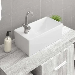 vidaXL Wasbak 48x25x15 cm keramiek wit