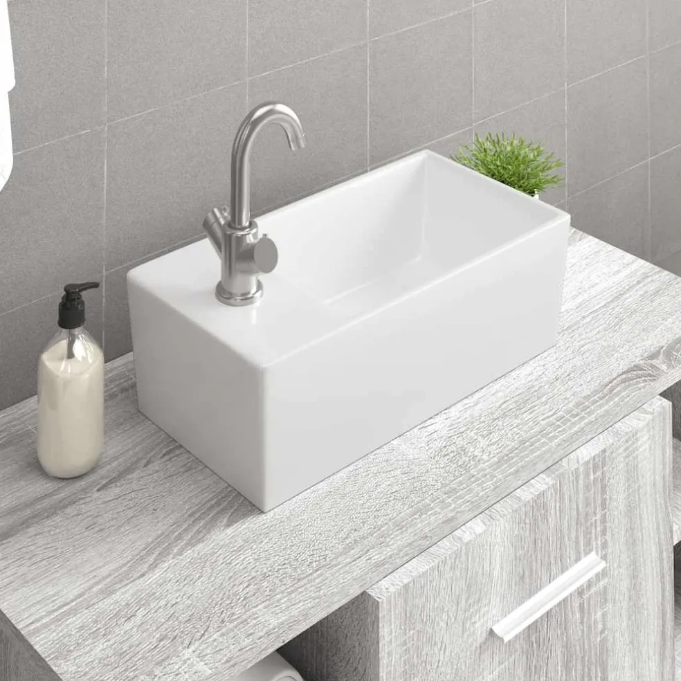 vidaXL Wasbak 48x25x15 cm keramiek wit