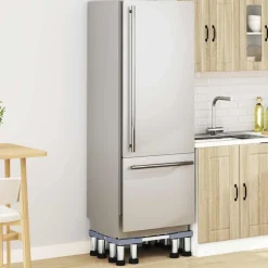 vidaXL Wasmachinebasis Grijs 67 x 67 x 21,5 cm Roestvrij staal