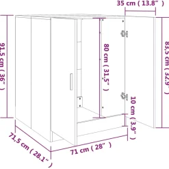 vidaXL Wasmachinekast bewekrt hout grijs sonoma eikenkleurig