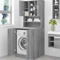 vidaXL Wasmachinekast bewekrt hout grijs sonoma eikenkleurig