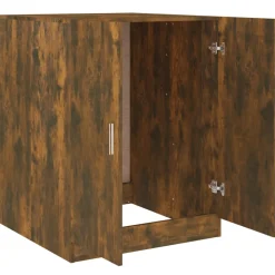 vidaXL Wasmachinekast bewerkt hout gerookt eikenkleurig