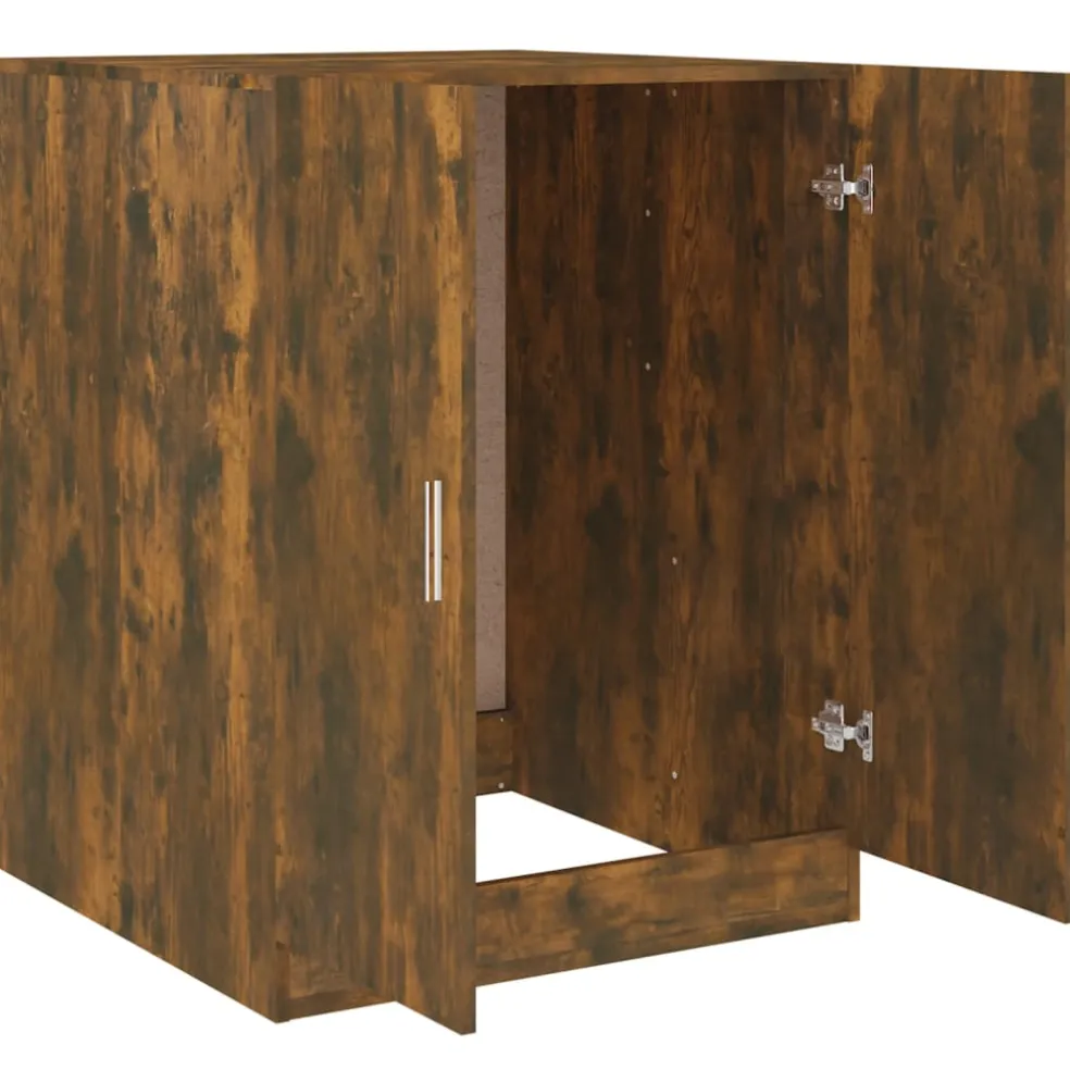 vidaXL Wasmachinekast bewerkt hout gerookt eikenkleurig