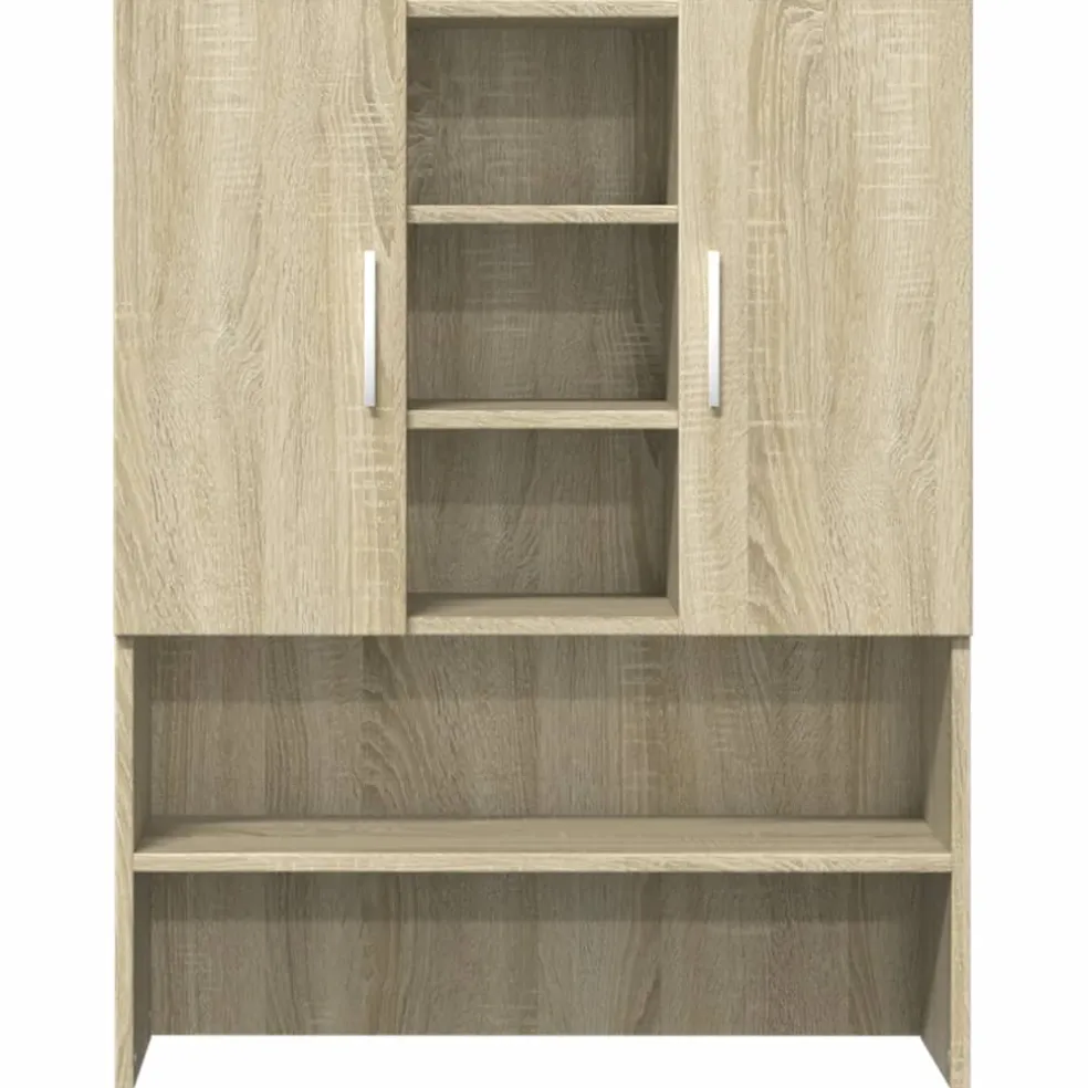 vidaXL Wasmachinekasten 2 st bewerkt hout sonoma eikenkleurig