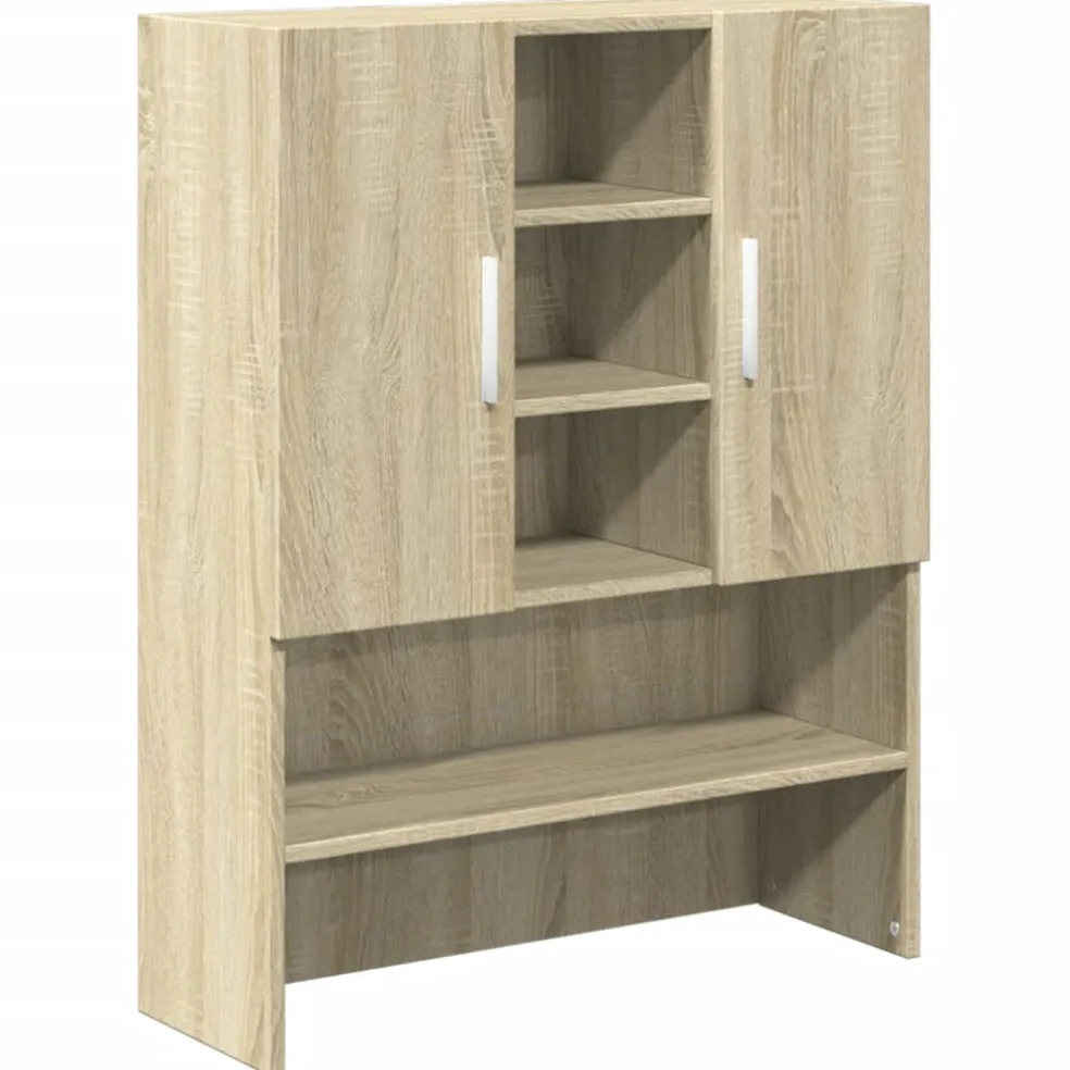 vidaXL Wasmachinekasten 2 st bewerkt hout sonoma eikenkleurig