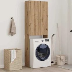 vidaXL Wasmachinekast 64x25,5x190 cm artisanaal eikenkleur