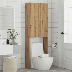 vidaXL Wasmachinekast 64x25,5x190 cm artisanaal eikenkleur