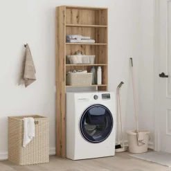 vidaXL Wasmachinekast 64x24x190 cm artisanaal eikenkleur