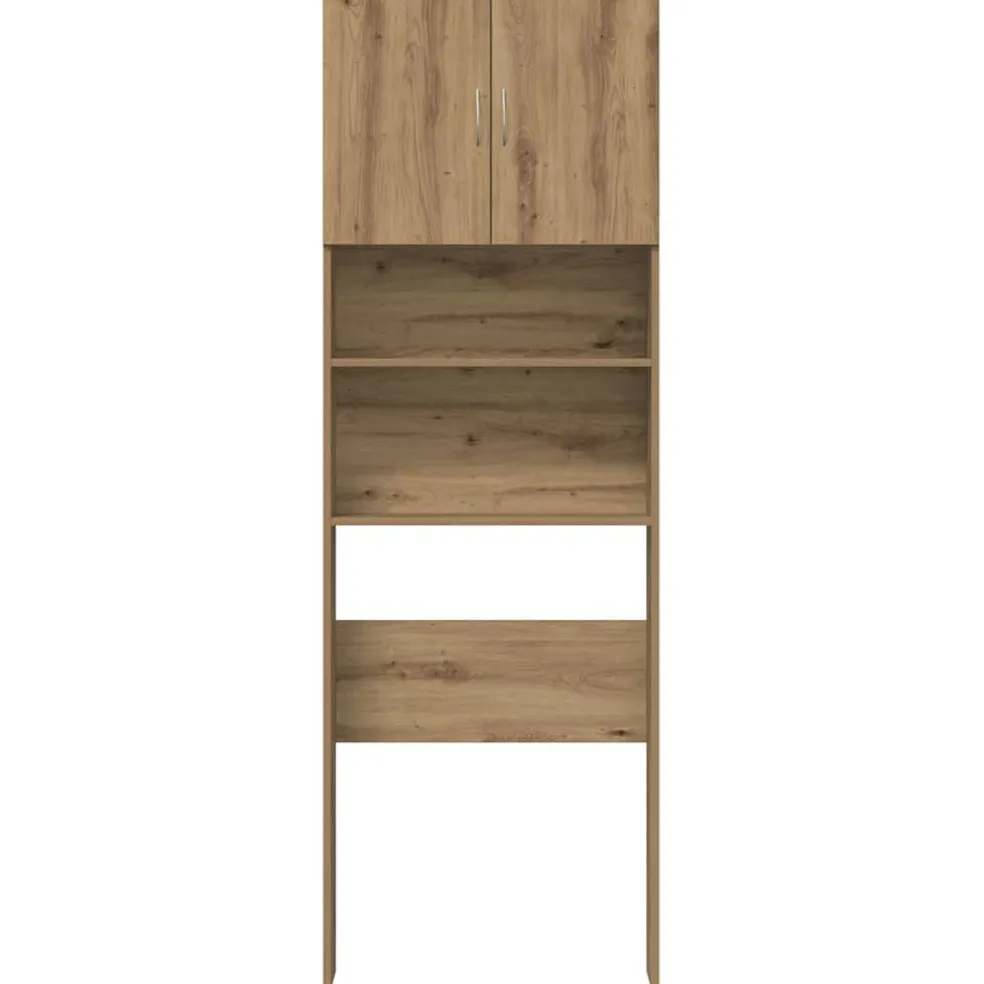 vidaXL Wasmachinekast 64x24x190 cm bewerkt hout artisanaal eikenkleur