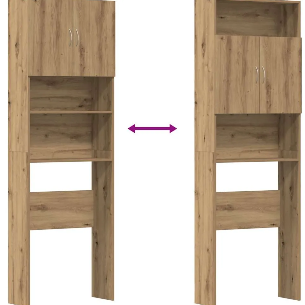 vidaXL Wasmachinekast 64x24x190 cm bewerkt hout artisanaal eikenkleur