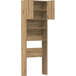 vidaXL Wasmachinekast 64x24x190 cm bewerkt hout artisanaal eikenkleur