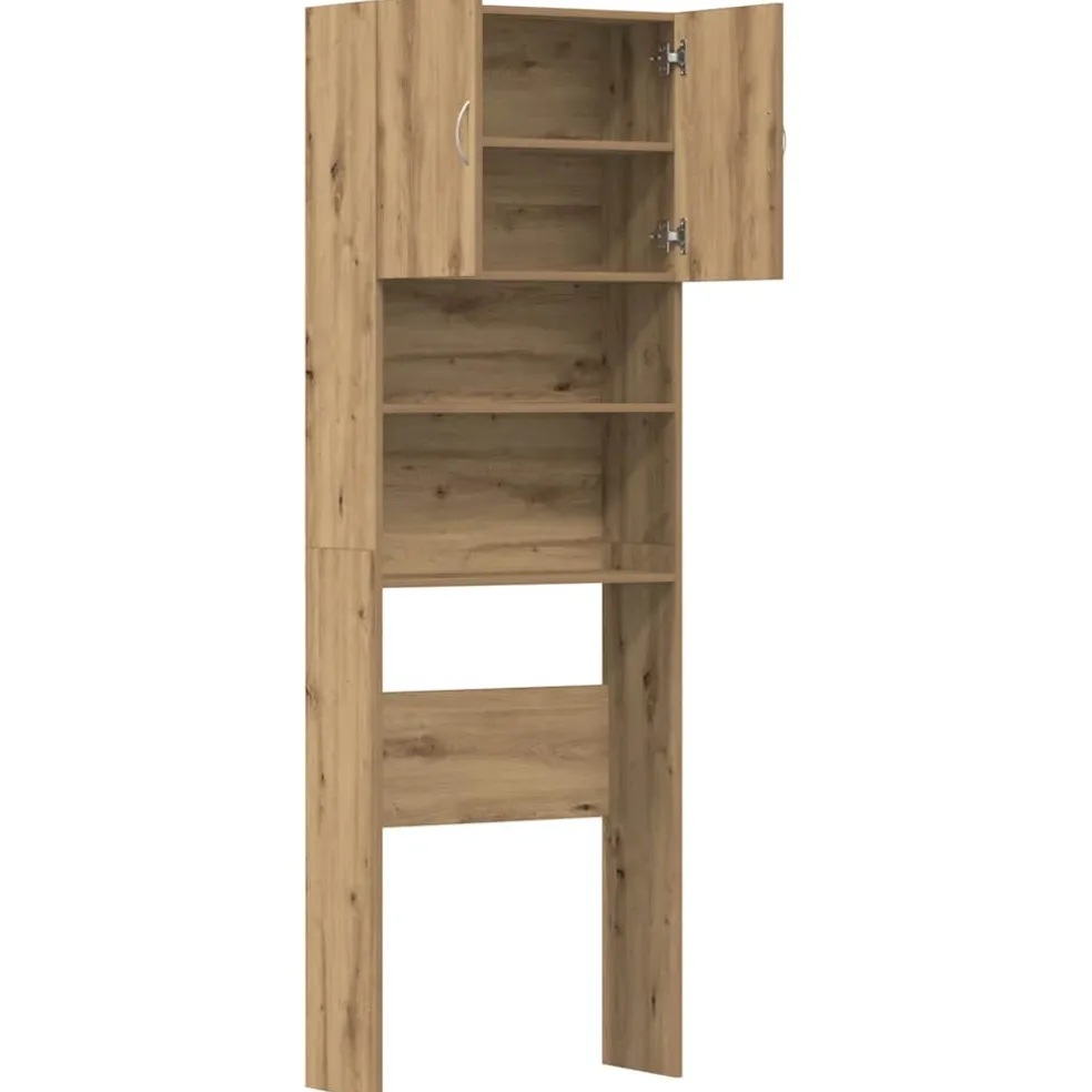vidaXL Wasmachinekast 64x24x190 cm bewerkt hout artisanaal eikenkleur
