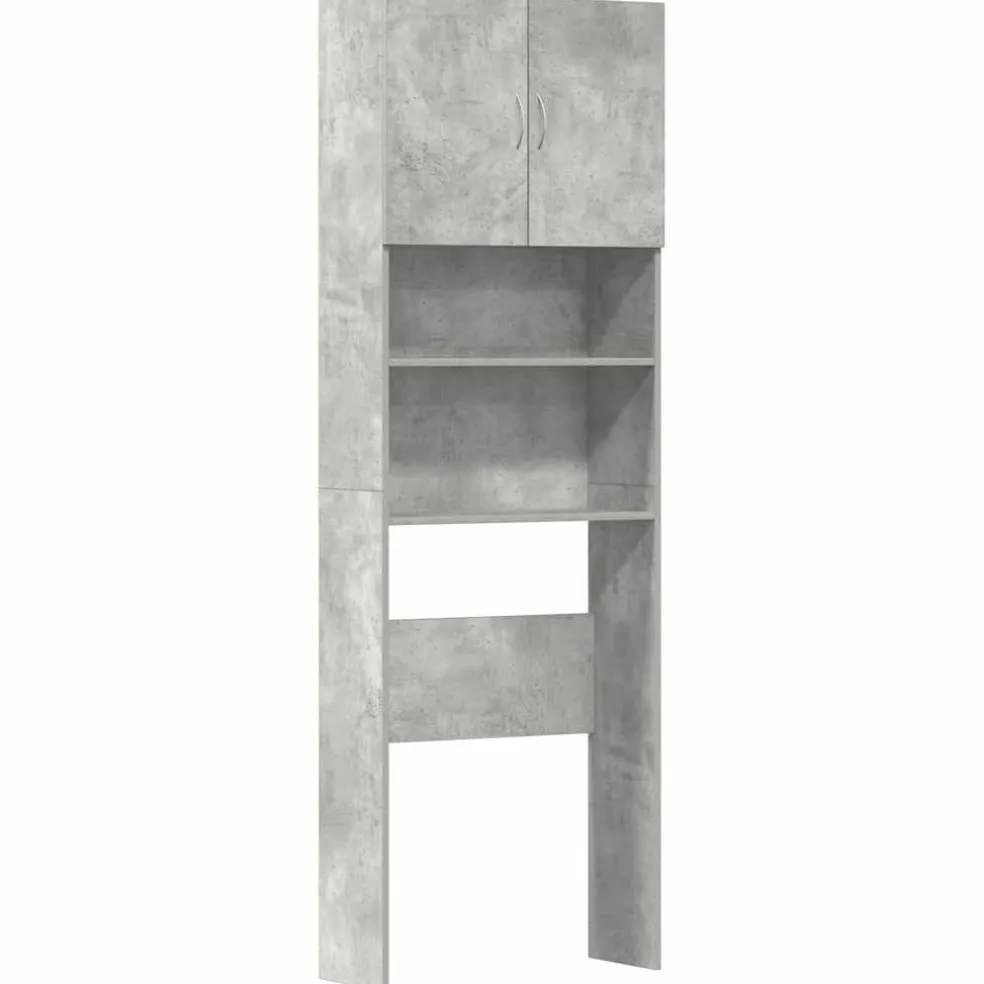 vidaXL Wasmachinekast 64x24x190 cm bewerkt hout betongrijs