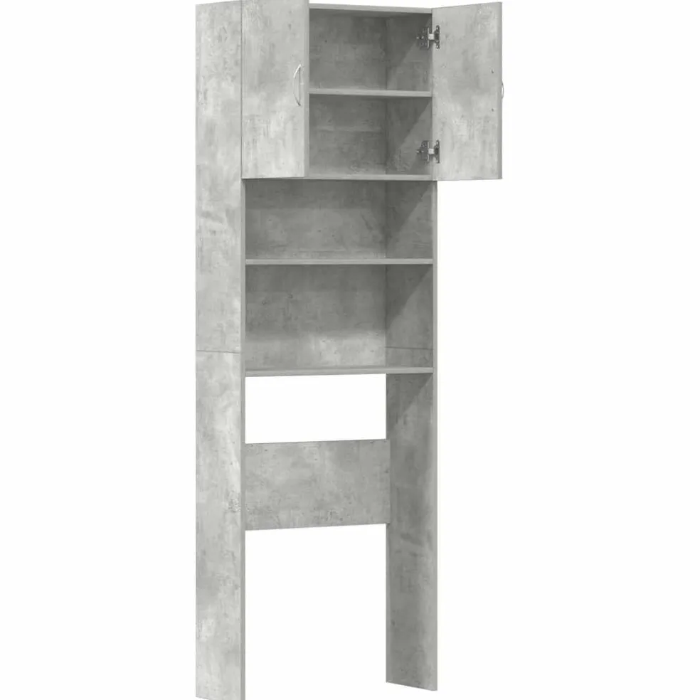 vidaXL Wasmachinekast 64x24x190 cm bewerkt hout betongrijs