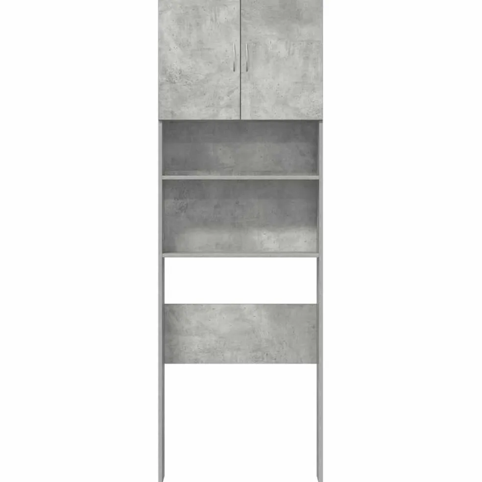 vidaXL Wasmachinekast 64x24x190 cm bewerkt hout betongrijs