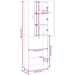 vidaXL Wasmachinekast 64x25,5x190 cm betongrijs