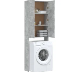 vidaXL Wasmachinekast 64x25,5x190 cm betongrijs
