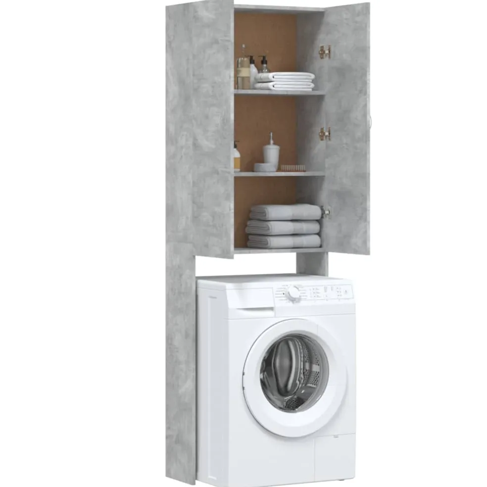 vidaXL Wasmachinekast 64x25,5x190 cm betongrijs