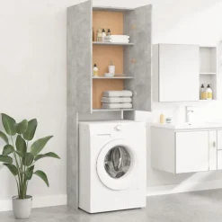 vidaXL Wasmachinekast 64x25,5x190 cm betongrijs