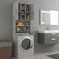 vidaXL Wasmachinekast 64x25,5x190 cm betongrijs