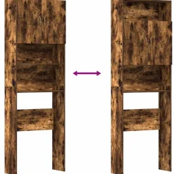 vidaXL Wasmachinekast 64x24x190 cm bewerkt hout gerookt eikenkleurig
