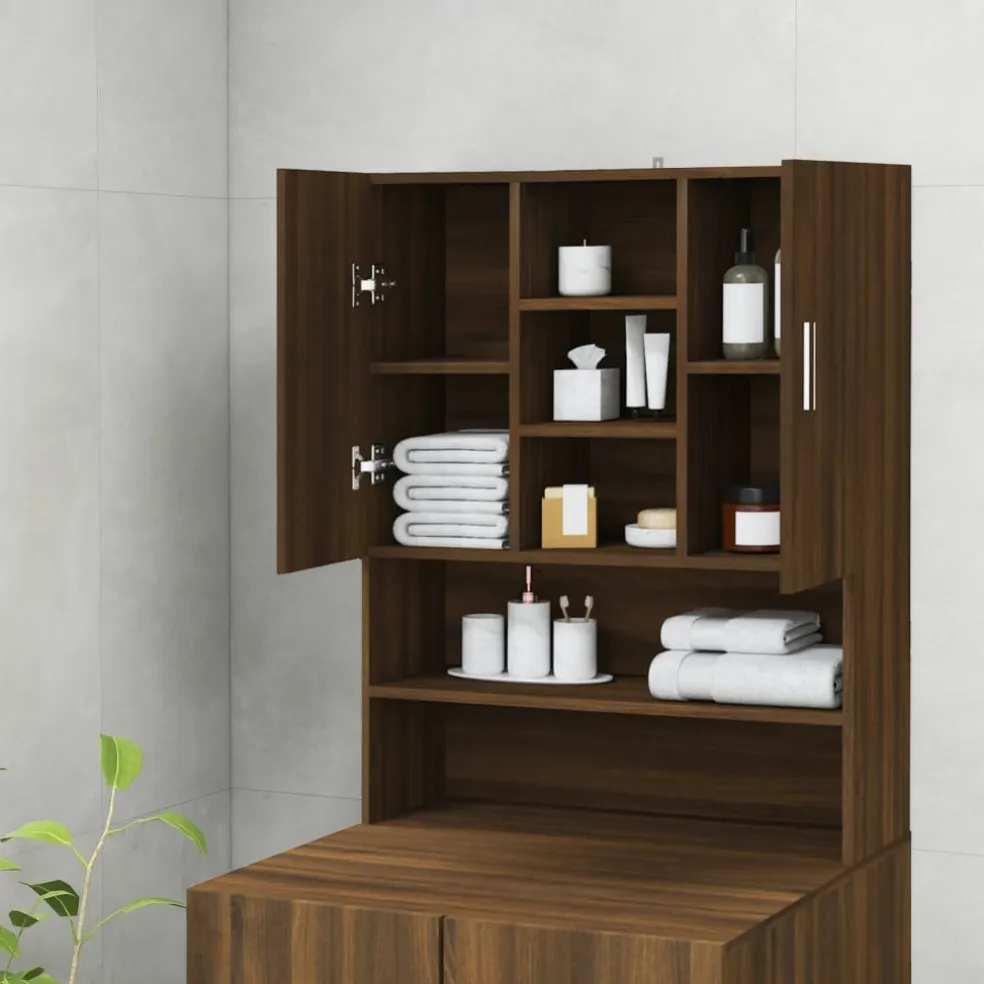 vidaXL Wasmachinekast 70,5x25,5x90 cm bruin eikenkleur