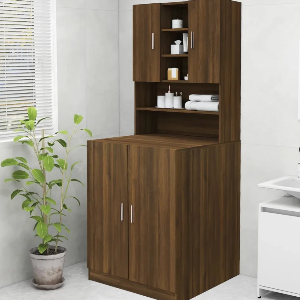 vidaXL Wasmachinekast 70,5x25,5x90 cm bruin eikenkleur