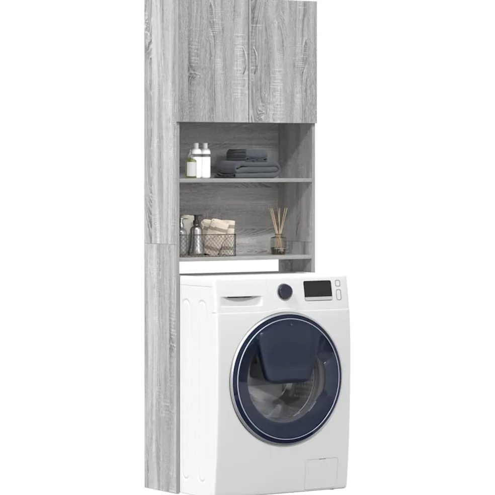 vidaXL Wasmachinekast 64x24x190 cm betongrijs